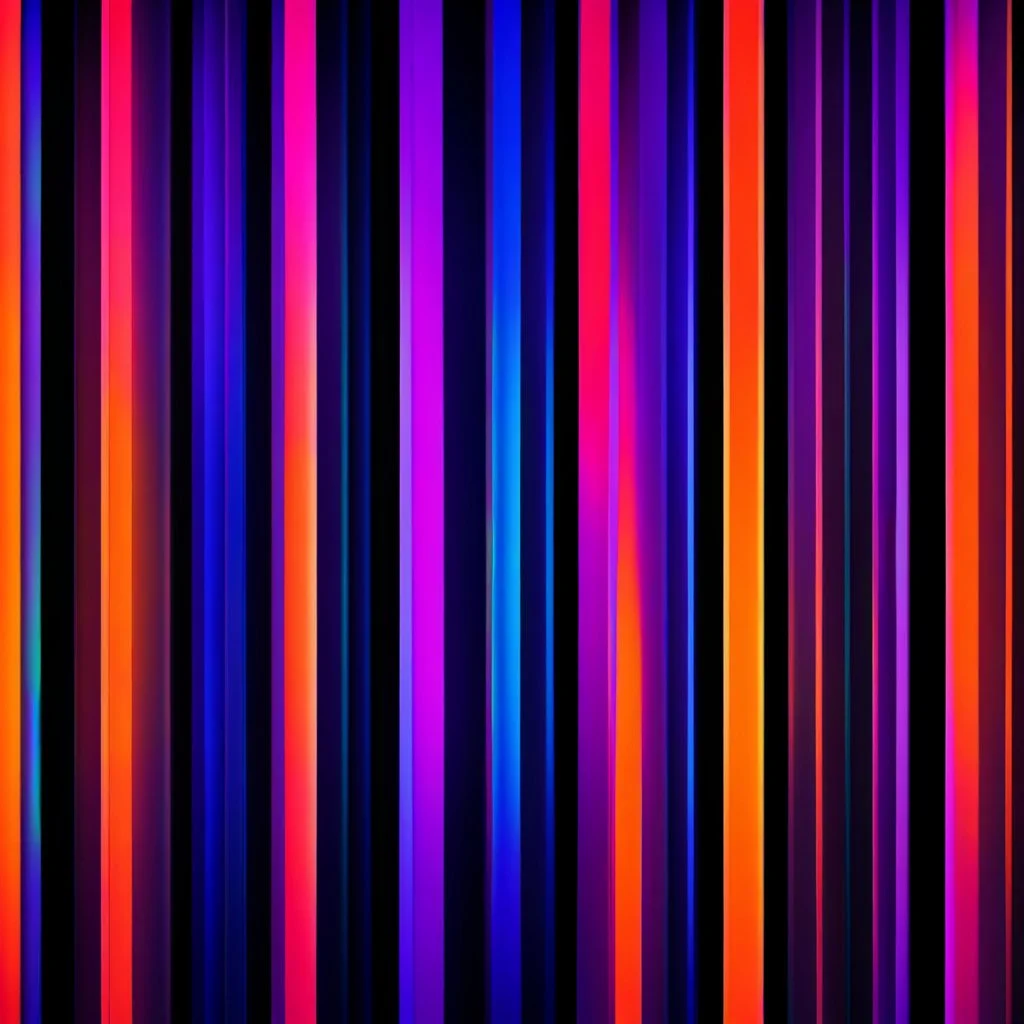 Red Orange Blue Purple (1 Inch) Thick Gradient Vertical Neon Strips With Black Background.