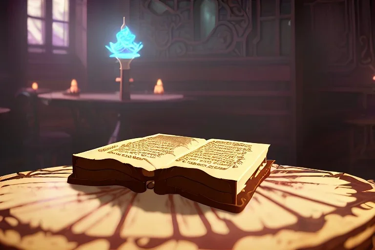 Magical fantasy coffee shop with book cake