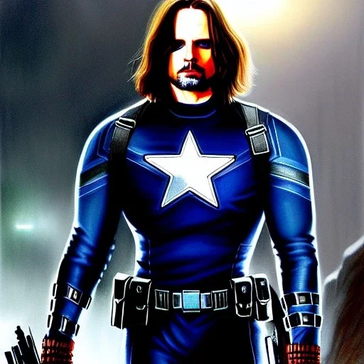 ultra detailed fullbody DRAWING of WINTER SOLDIER, extremely detailed digital painting, intrincate,intense stare, extremely detailed face,crystal clear Big Glowing eyes, mystical colors , perfectly centered image, perfect composition, rim light,extremely sharp detail, finely tuned detail, beautiful lighting, 8k, stunning scene, raytracing, anatomically correct, in the style of robert e howard and Ken Kelley and Ohrai Noriyoshi and Simon Bisley and tomzj1