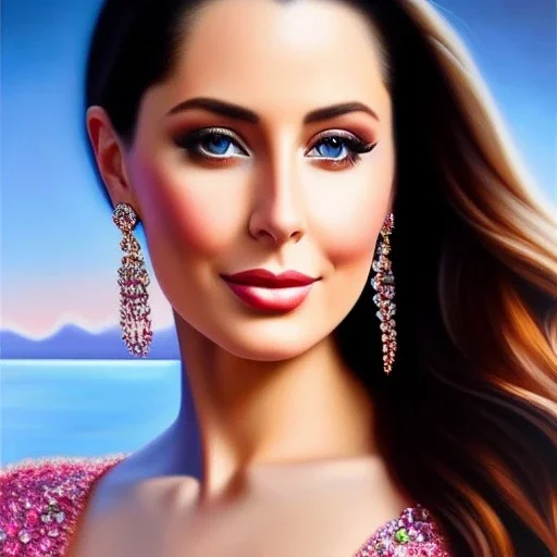 Ultra detailed fullbody Portrait in oil on canvas of young busty Lana Rhoades,extremely detailed digital painting, extremely detailed face, crystal clear eyes, mystical colors ,perfectly centered image, perfect composition, rim light, beautiful lighting,masterpiece ,16k, stunning scene, raytracing, anatomically correct, in the style of Simon Bisley and uncannyknack and caravaggio and Seung Eun Kim and Steve Jung Jeehyung Lee.