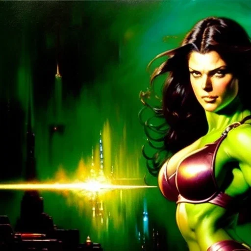 portrait 'beautiful Sexy Busty She-Hulk',crystal clear green eyes,painting by gaston bussiere, greg rutkowski, yoji shinkawa, yoshitaka amano, tsutomu nihei, donato giancola, tim hildebrandt, oil on canvas, cinematic composition, extreme detail,fit full head inside picture,32k