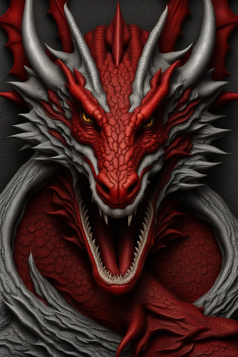 Ultra realistic photograph of red dragon's head