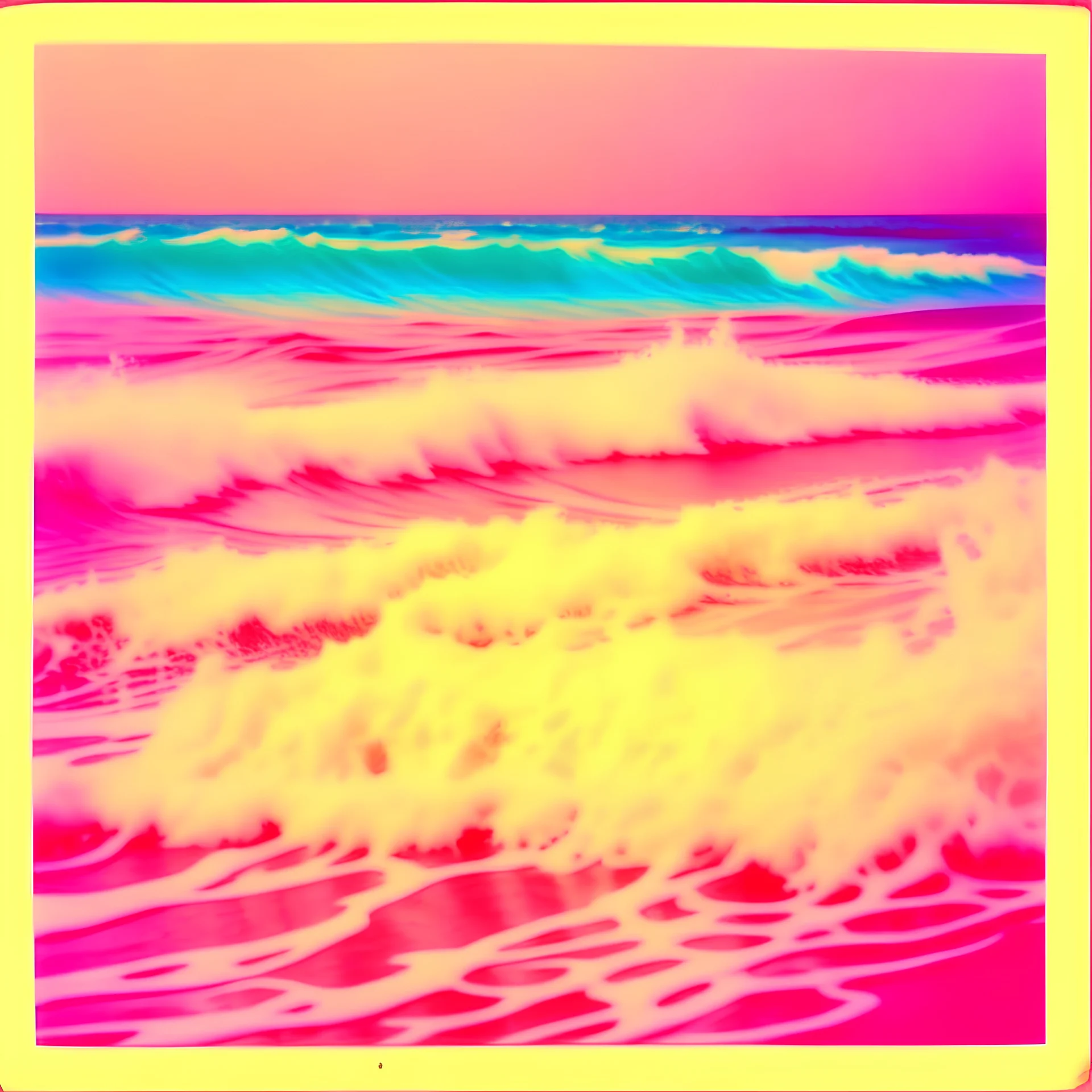 Sea, soft waves, vintage pink, , polaroid, 1968