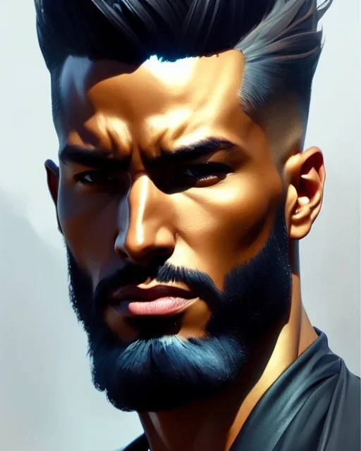 Male, full-scale head and shoulders portrait, 8k resolution concept art portrait by Greg Rutkowski, Artgerm, WLOP, Alphonse Mucha dynamic lighting hyperdetailed intricately detailed Splash art trending on Artstation triadic colors Unreal Engine 5 volumetric lighting Splash art fantasy