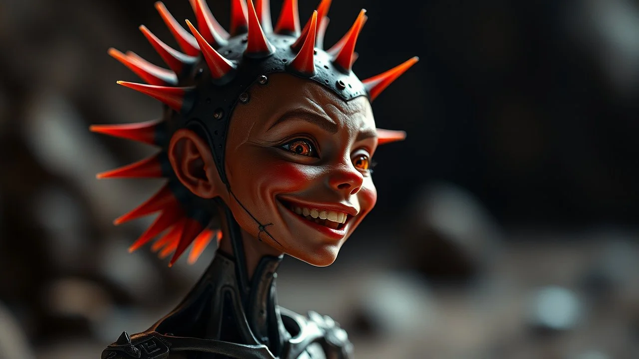 Strange, innovative, beautiful, unknown spiny humanoid, exquisite body, striking skin, happy, intelligent, thoughtful, friendly, eager, genuine, extreme characteristics, beautiful volumetric lighting, attractive composition, photorealistic, bokeh blur, extremely detailed, chiaroscuro