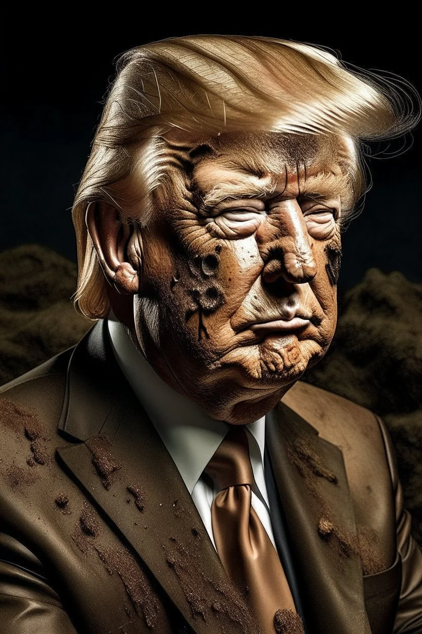 president donald trump as a pig covered in feces