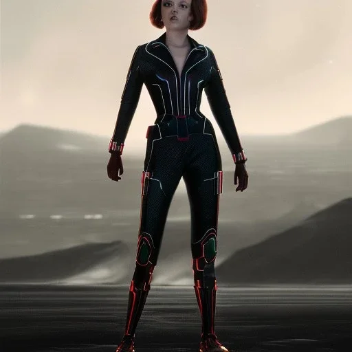 retro sci-fi portrait image from 1960, supermarket parking explosion, fire, classic black widow, young Scarlett Johansson, tight lycra suit, soft color, highly detailed, unreal engine 5, ray tracing, RTX, lumen lighting, ultra detail, volumetric lighting, 3d, finely drawn, high definition, high resolution.