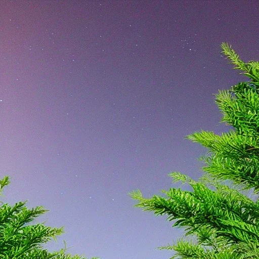 green plants against a stary sky