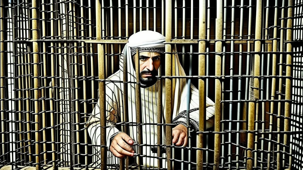 rich prisoner behined cage arab