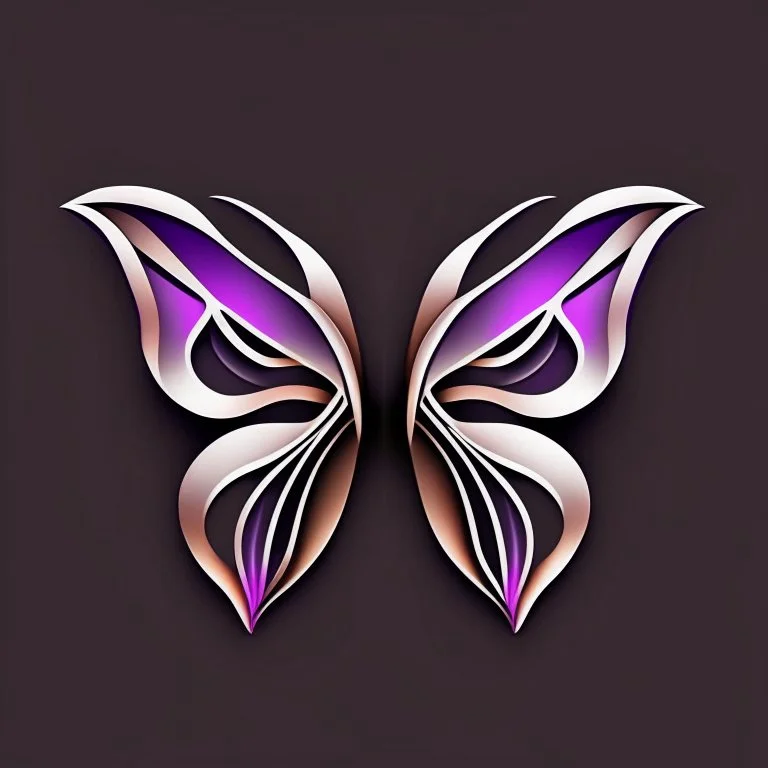 symetry!!, butterfly!!, view from a side, wings waving, logo, NFT, futuristic, curves, lines, simple, gradient, creative