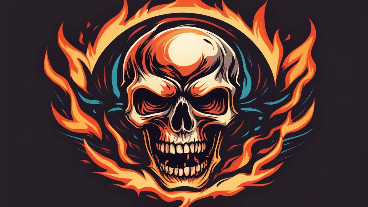 screaming burning skull logo