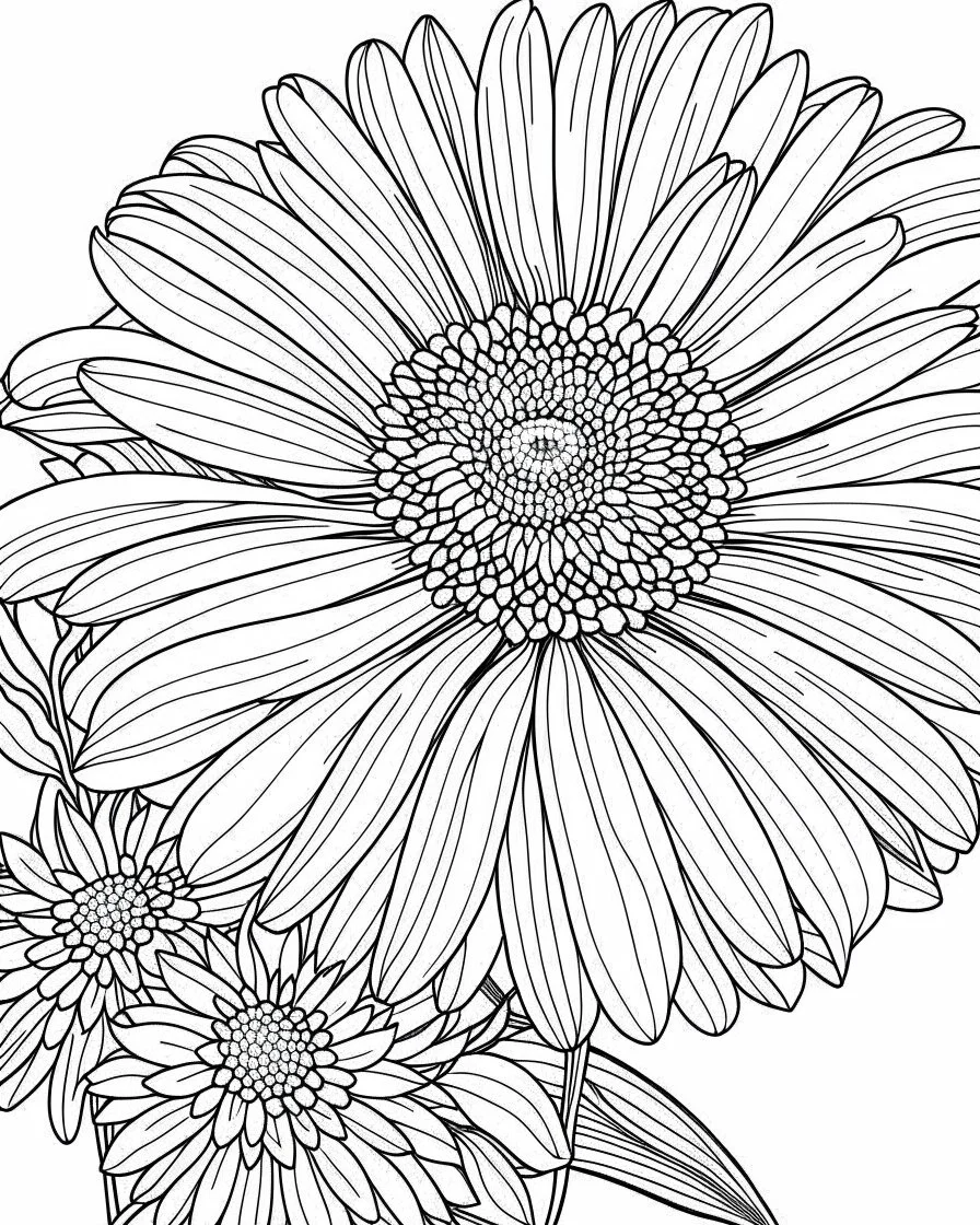 real massive Gerbera Daisy flower coloring page