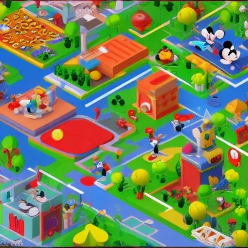 isometric mickey mouse plastic world