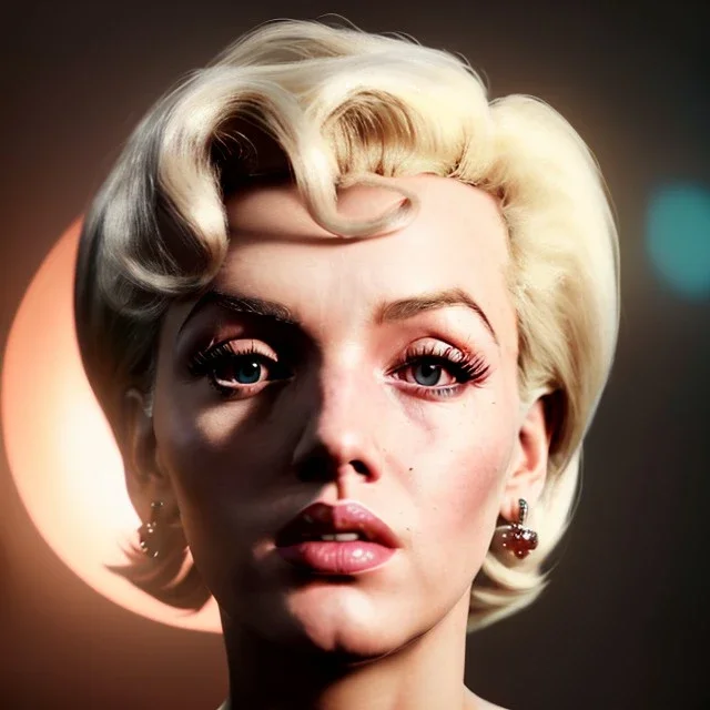 Realistic image portrait, waist up view, blonde woman, sweet Marylin Monroe face, perfect iris, glow eyes, classic super hero dress, highly detailed, unreal engine 5, ray tracing, RTX, lumen lighting, ultra detail, volumetric lighting, 3d, finely drawn, high definition, high resolution.