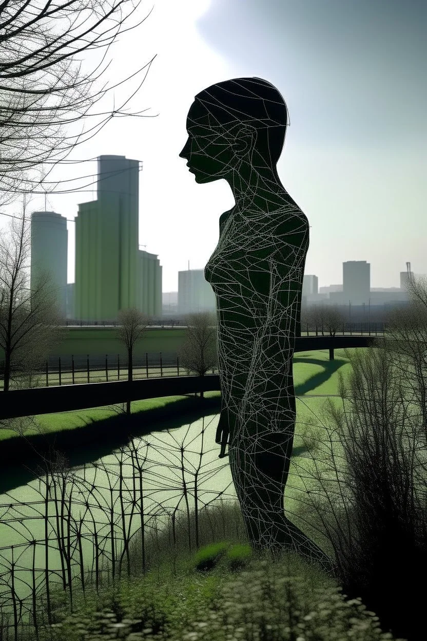 Figure outline. Amidst nature giving way to the city.