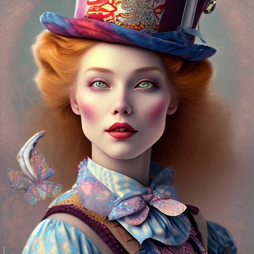 "Mad Hatter" book character of "Alice in the wonderland",human, detailed eyes, elegant,sarcastic smile, by Disney,Chie Yoshii,