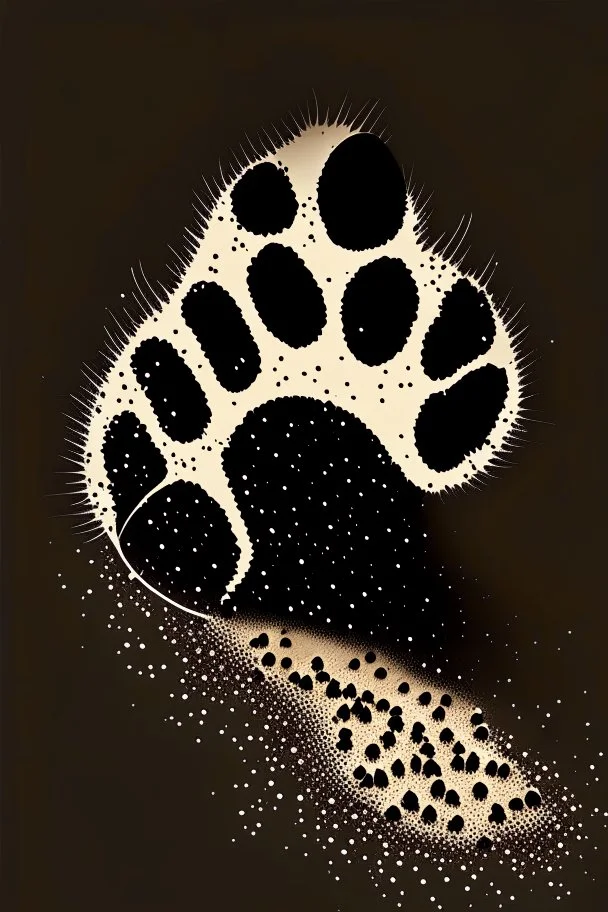 2d portrait of a cat footprint, Black hair