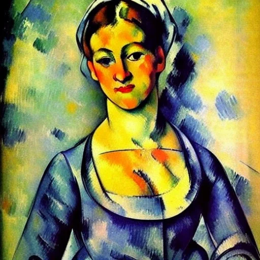 portrait of a beautiful woman by Paul Cézanne style