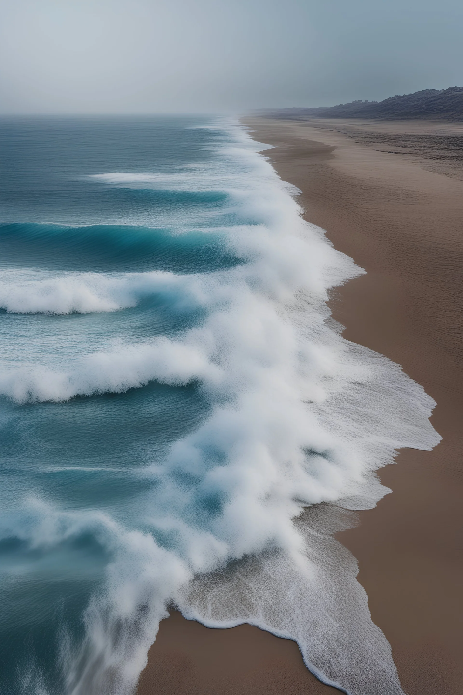 The waves of the blue sea are falling on the shore of the sea beach, hd, hyper detailed wallpaper