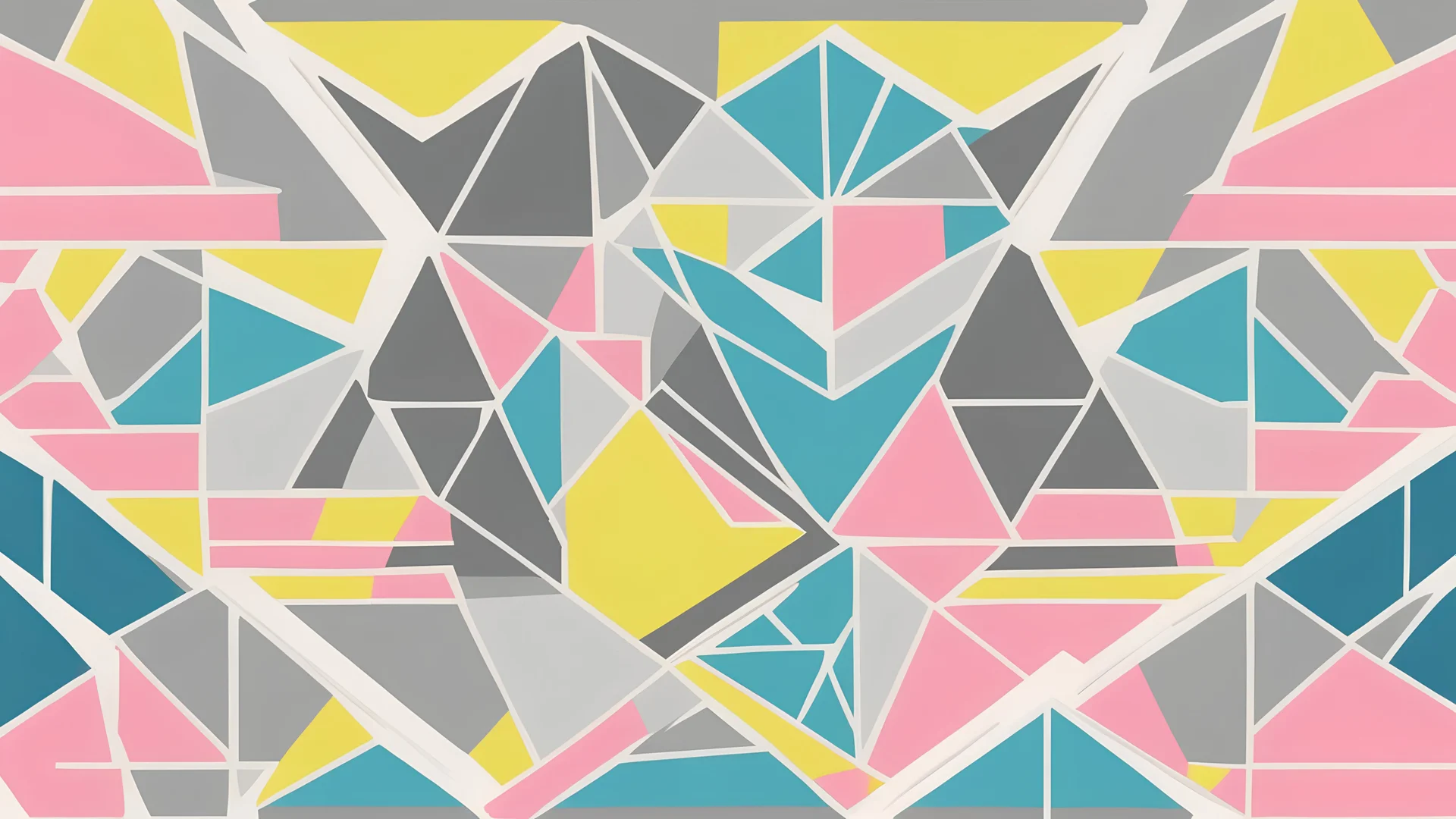 geometric fluo. white, pink, yellow, grey, blue.