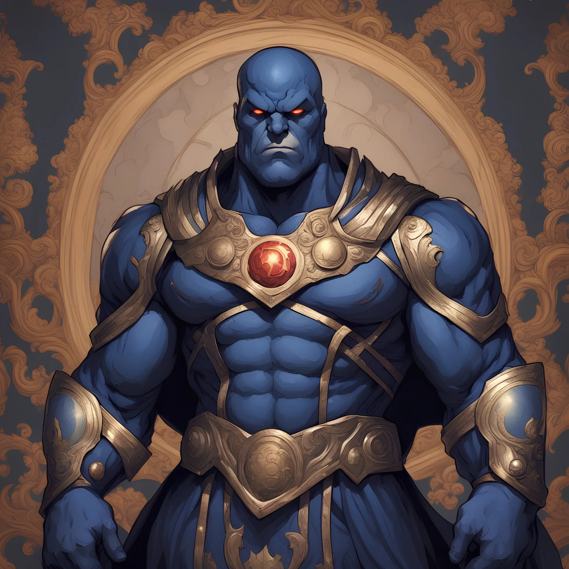 Darkseid looking cute, in baroque art style, background apokalypse