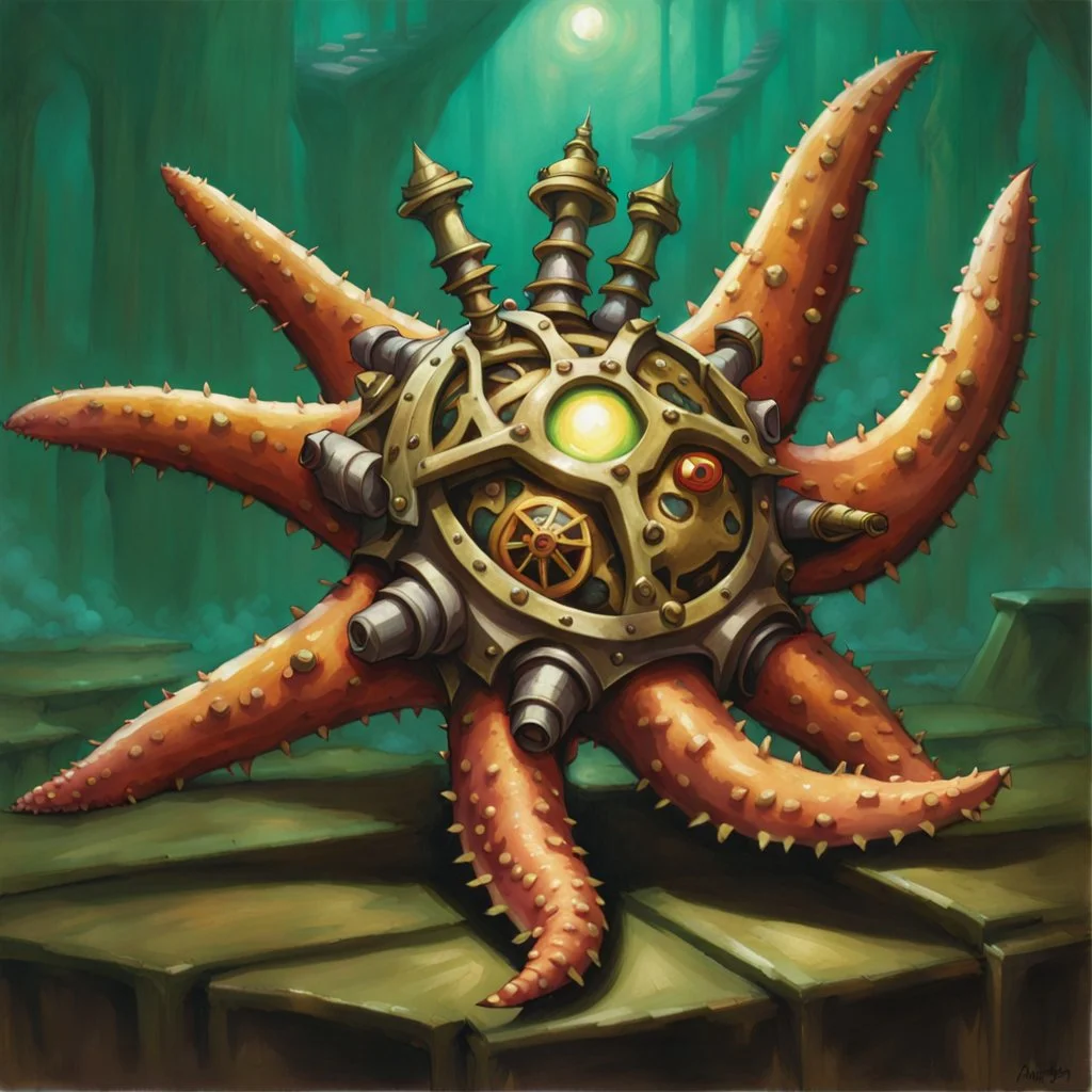 fantasy 90's tcg steampunk starfish creature artwork