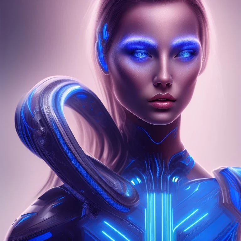 cyberblue, head, woman, portrai, tron