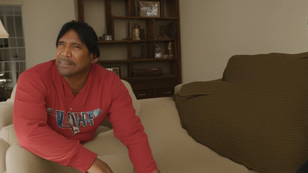 alex ferrer sits on opposite side of broken couch from his unhappy wife