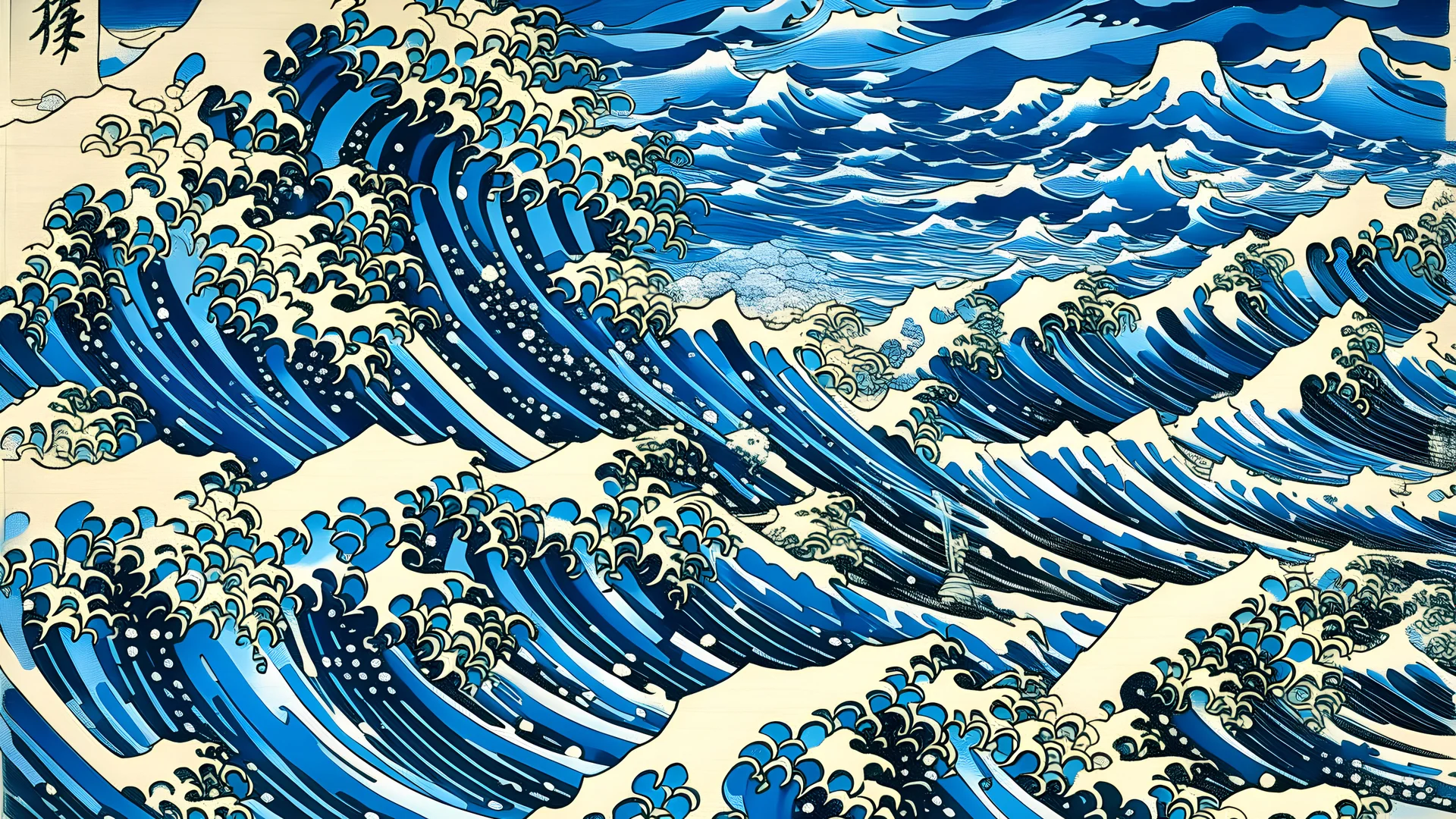 Blue water crowns painted by Katsushika Hokusai