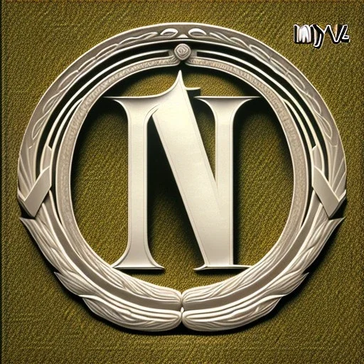 letter M, laurel wreath, roman style