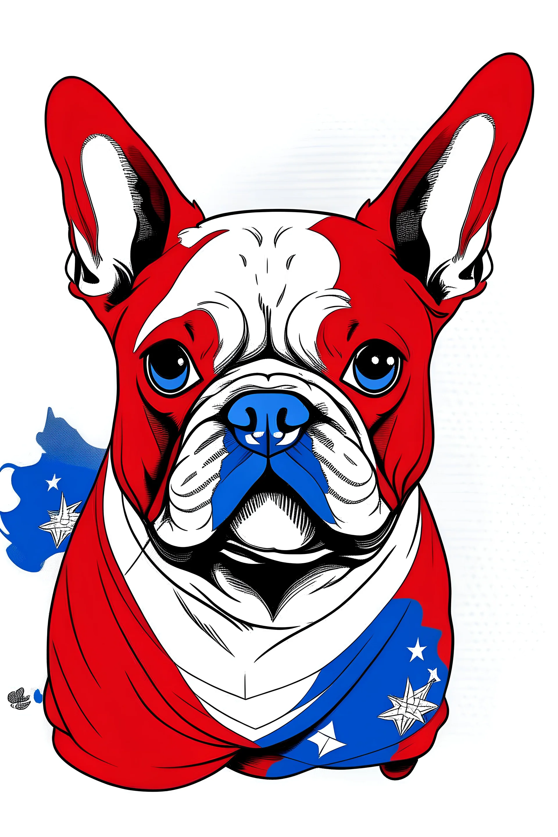 Red White blue Woof Patriotic French Bulldog 4th O July