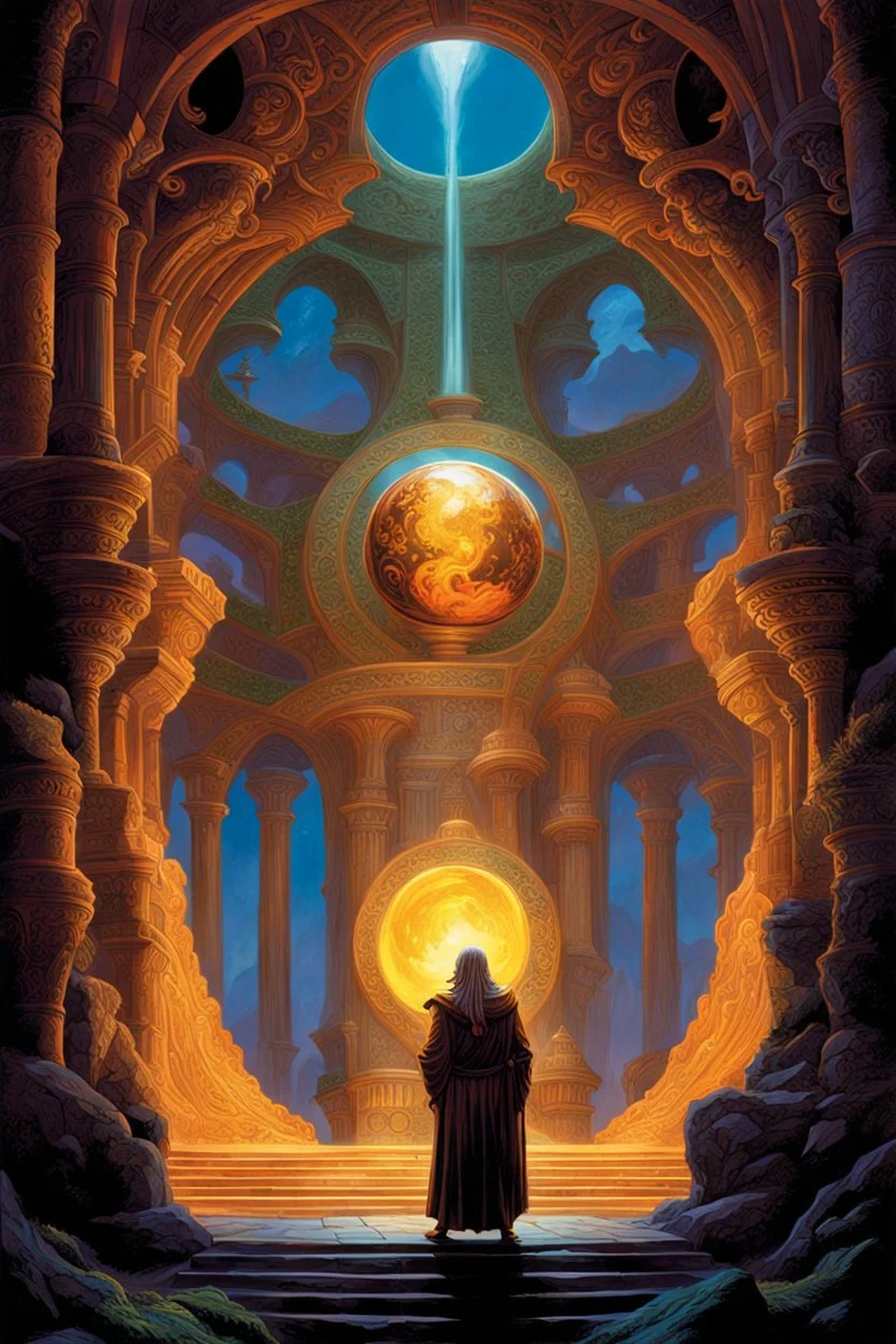 magic orb. fantasy setting. concept art, intricately detailed, color depth, dramatic, colorful background. painted by Michael whelan