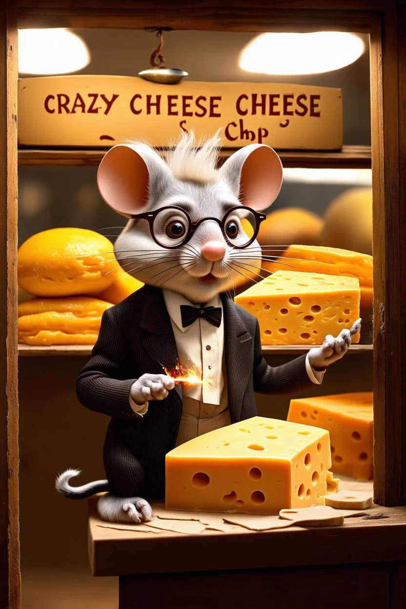 - “Mr. Whiskers McStreusel crazy old mouse with big nose doing magic inside his magic cheese shop, a wiry fellow with wild white hair and glasses so large they practically covered his whole face.” iside cheese shop “Moonbeam & Cheese”, and it had a sign hanging above the door that read: “The Only Cheese Shop Where the Stars Come to Roost!” The shop was run by a peculiar old man, Mr. Whiskers McStreusel, a wiry fellow with wild white hair and glasses so large they practically covered his whole fa