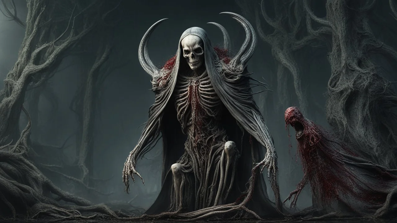 a horrifying lich. brutal carnage on a battle field. fantasy setting. h.r. giger. armor melted into the skin. blood. intense horror. blind terror. scared to death. a masterpiece, fantasy concept art, dynamic lighting, hyperdetailed, intricately detailed, deep color, Unreal Engine, volumetric lighting, Epic cinematic brilliant stunning intricate meticulously detailed dramatic atmospheric maximalist digital matte painting