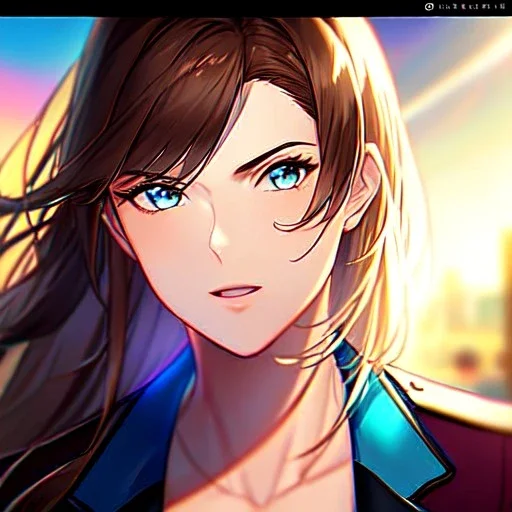 Clear focus, 8k, beautiful lighting, vibrant colors, Portrait, female gunslinger, serious eyes, brown hair,
