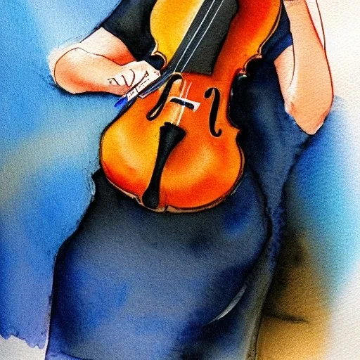 bard playing violin watercolour