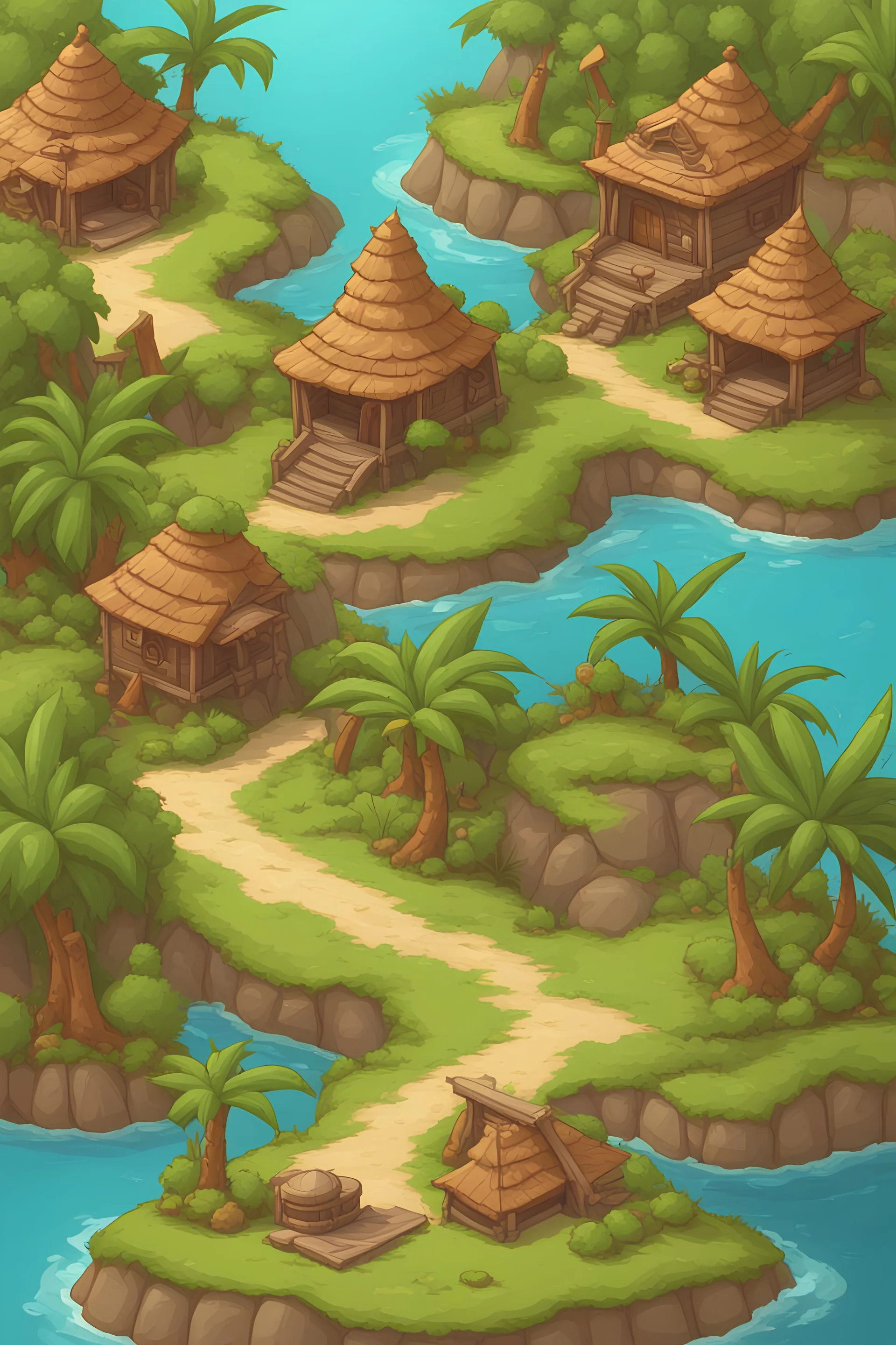 The back side of a card for events in a game based on a tropical inhabited island. fantasy cartoon style.