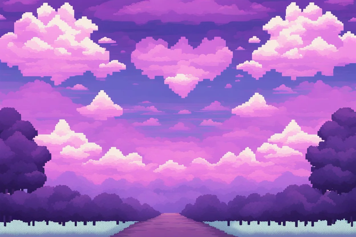 Symmetric Purple SKY WITH CLOUDS BACKGROUND Pixel Art