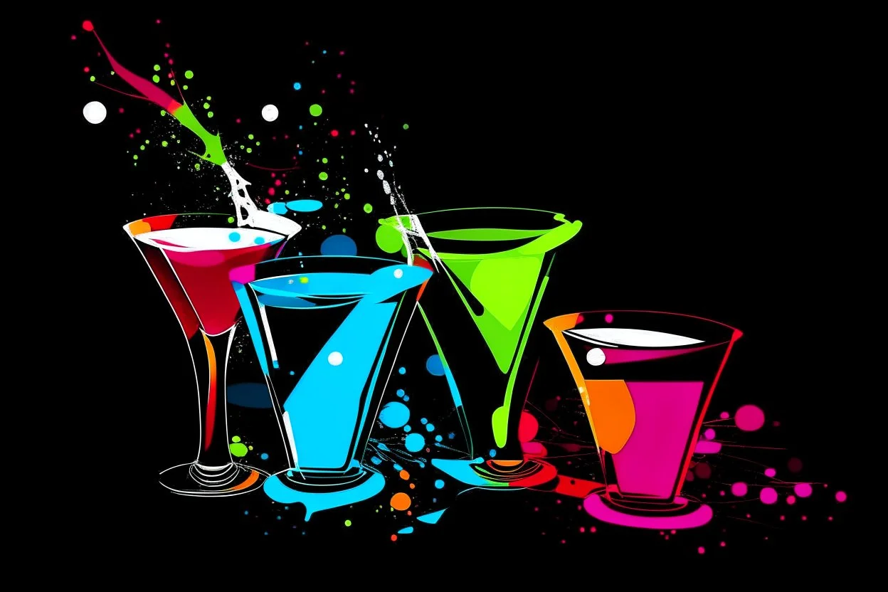 party fun drinking all night simple 3 colour style of piccaso