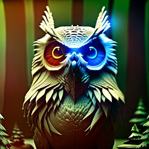 intricate details, realistic, octane, unreal engine, portrait, natural lighting,zoomed out + portrait, volumetric lighting, shiny,extreme detail, Photorealism, High detail, Hyper realistic Owl in forest, macro lens blur,abstract paint, sharp,eos5d mark 4, ef 85mm 5.6, focus, trending by artstation