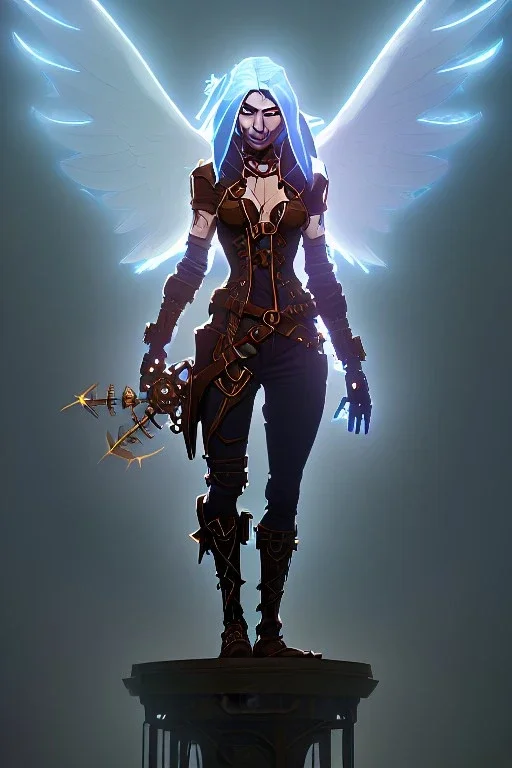 steampunk angel, pale, starry night, majestic, heroic