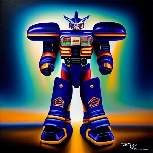 Ultra detailed fullbody Portrait in oil on canvas of Megazord with armor,intense stare,extremely detailed digital painting, extremely detailed face,crystal clear Big eyes, mystical colors ,perfectly centered image, perfect composition, rim light, beautiful lighting,masterpiece,8k, stunning scene, raytracing, anatomically correct, in the style of robert e howard and Ken Kelley and Ohrai Noriyoshi and Simon Bisley and tomzj1