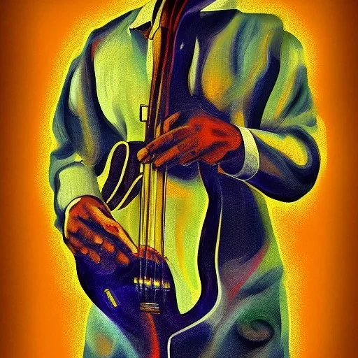 8k resolution digital illustration painting Ron Carter bass player