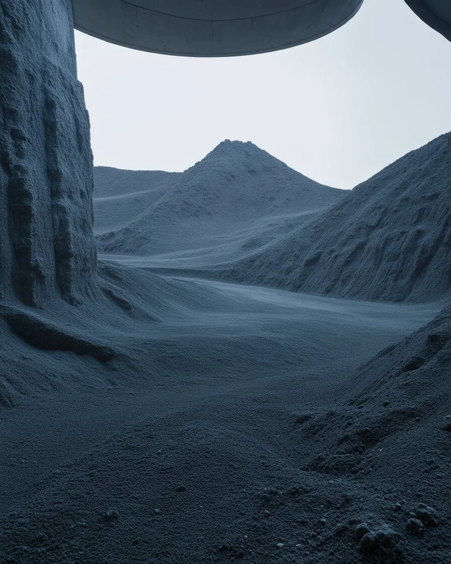 Photograph, NO PEOPLE, a mass of terrain, giant museum space, trees, pillars, high walls, high peak in a room, rag, powder, brook, sediments, deflagration of the background, geological formation, light, architecture, minimalist, details of the terrain very accentuated, 8k, deep 3d field, sharp, brutalist, hasselblad h6d400c --ar 85:128 --v 6.0, enhanced rocks, enhanced terrain, enhanced water
