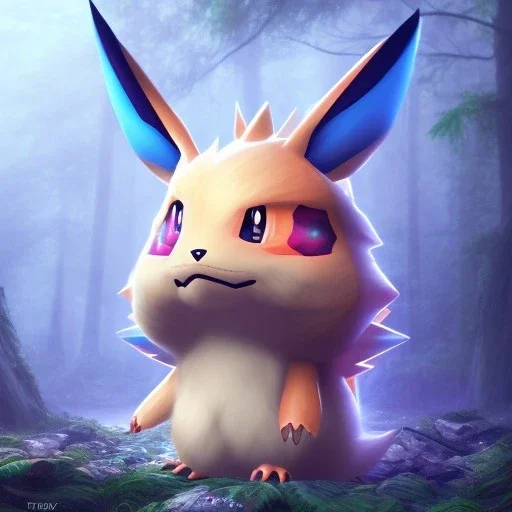 Mystery pokemon,Ambiance dramatique, hyperrealisme, 8k, high quality, lot of details, portrait,