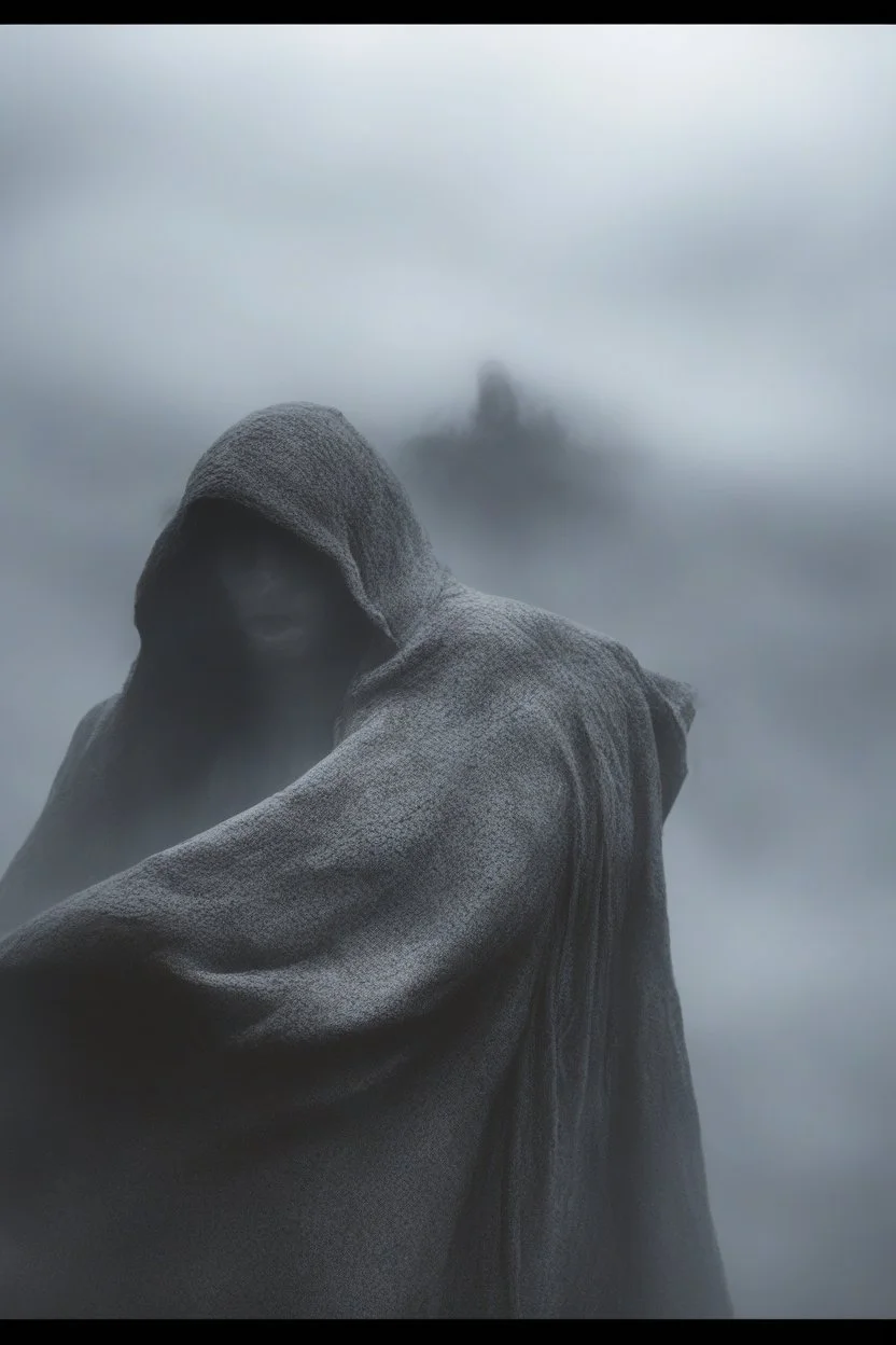 A hooded figure In the fog
