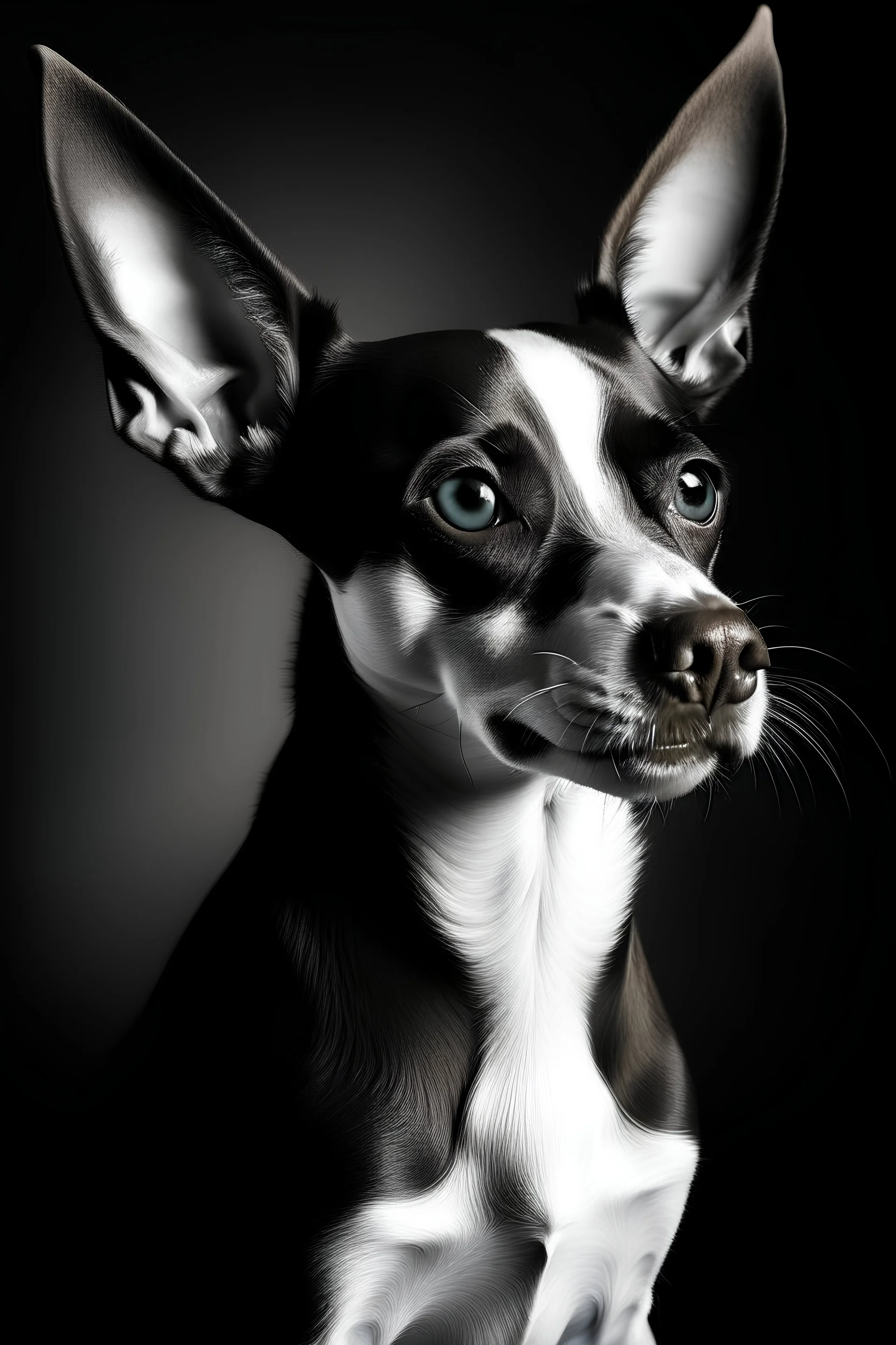 portrait of gray american rat terrier in charcoal