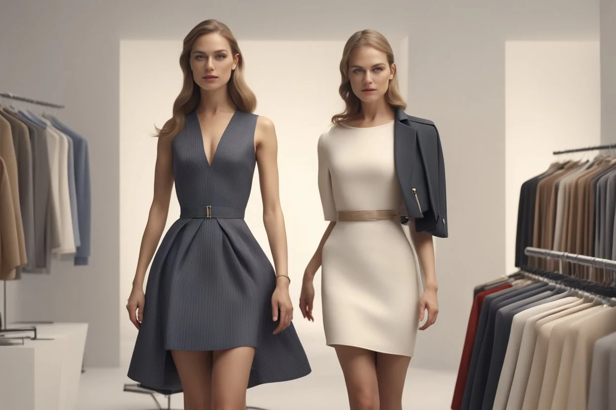 A highly detailed 3D hyperrealistic image in 4K resolution of a modern fashion woman boutique logo with name VALS