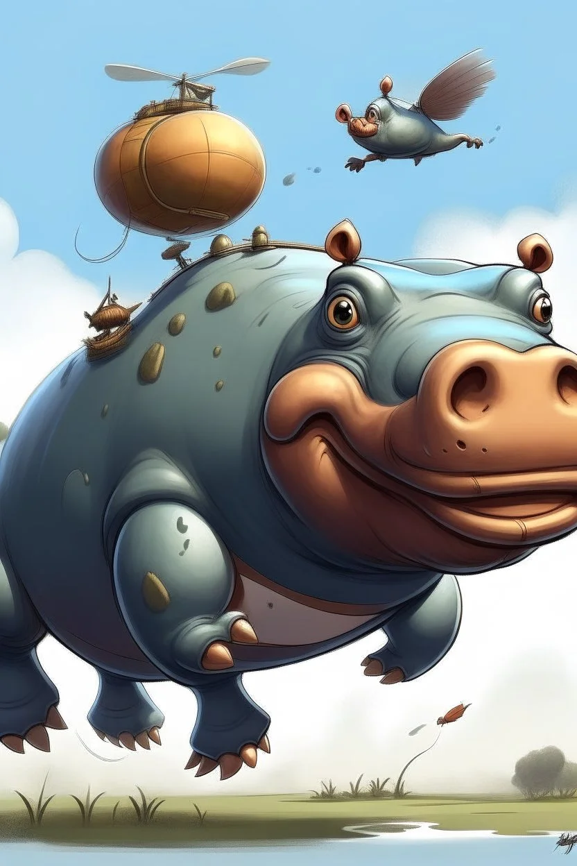 en flyvende flodhest