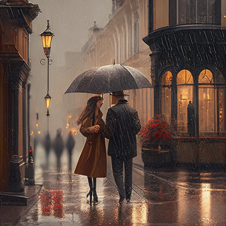 rainy street romantic